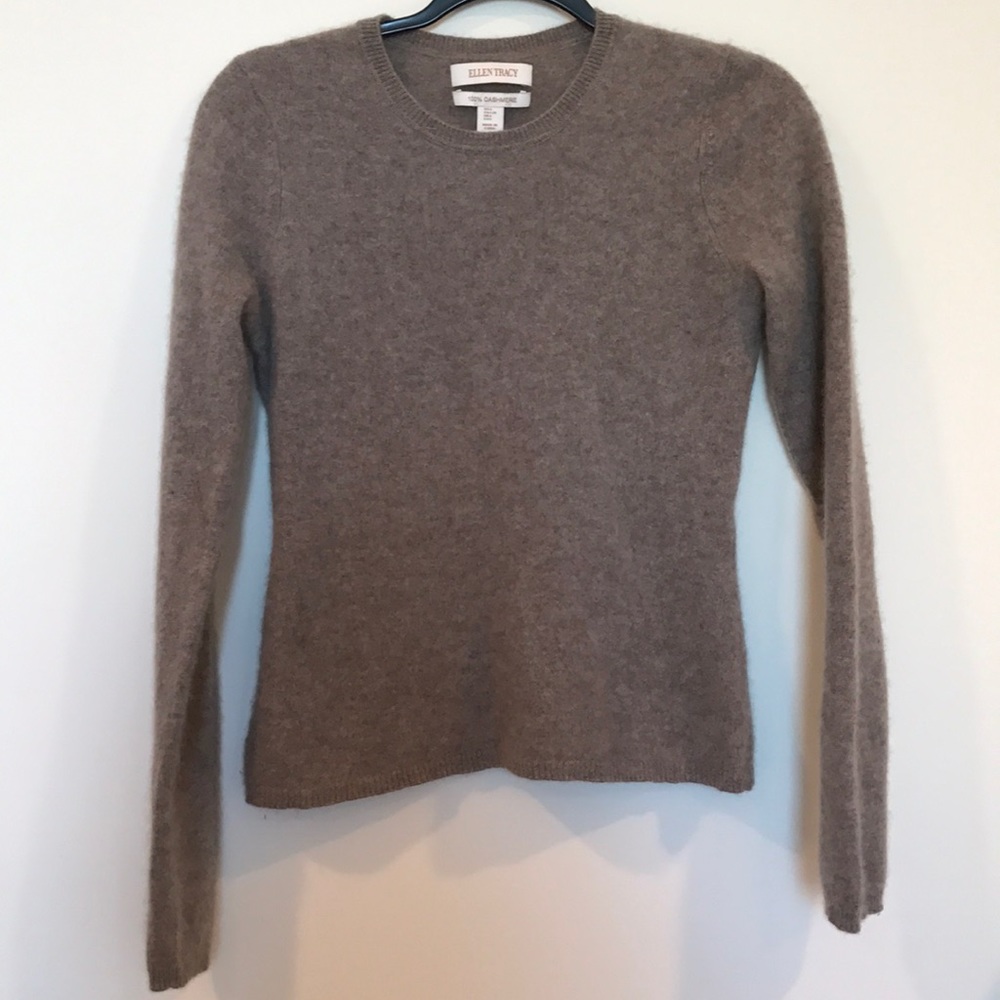 Taupe Cashmere Scoop Neck Sweater